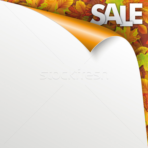 Scrolled Corner Paper Cover Autumn Foliage Sale Stock photo © limbi007