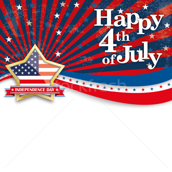 Happy 4th July Stars US Stripes Golden Star Stock photo © limbi007