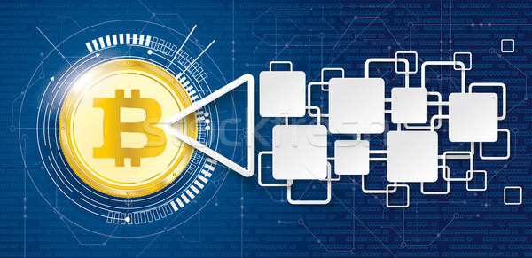Golden Bitcoin Data Block Chain Arrow Stock photo © limbi007