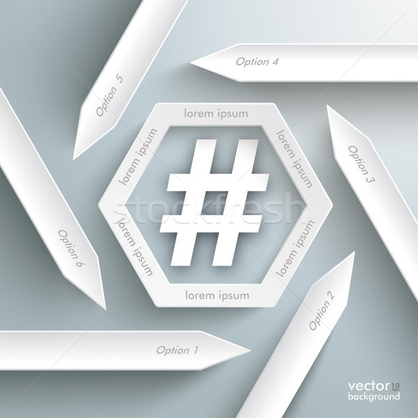 Six Arrows Hexagon Hashtag Infographic Stock photo © limbi007