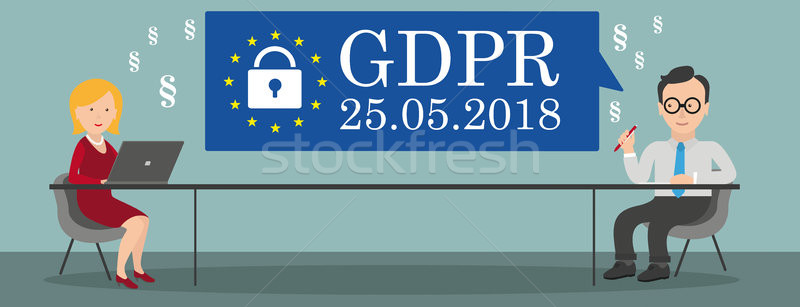 Consulting Woman Notebook Businessman Table GDPR Stock photo © limbi007