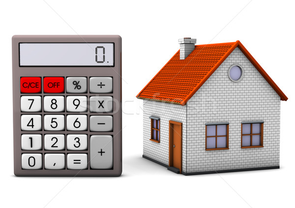 Stockfoto: Huis · calculator · groot · zak · witte · venster
