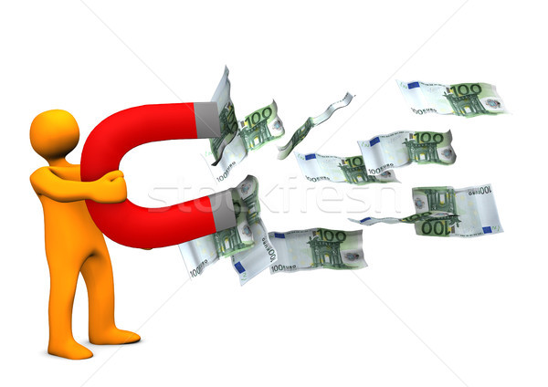 Magneet geld oranje euro merkt Stockfoto © limbi007