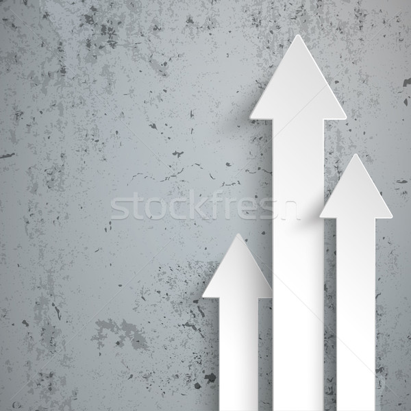 Three White Arrows Growth Concrete Stock photo © limbi007