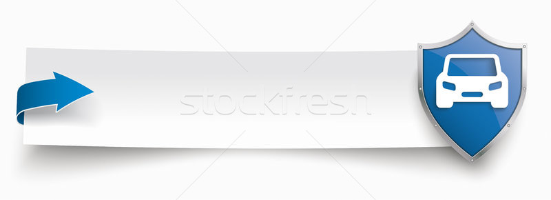 Stock photo: Paper Banner Arrow Blue Protection Shield Car