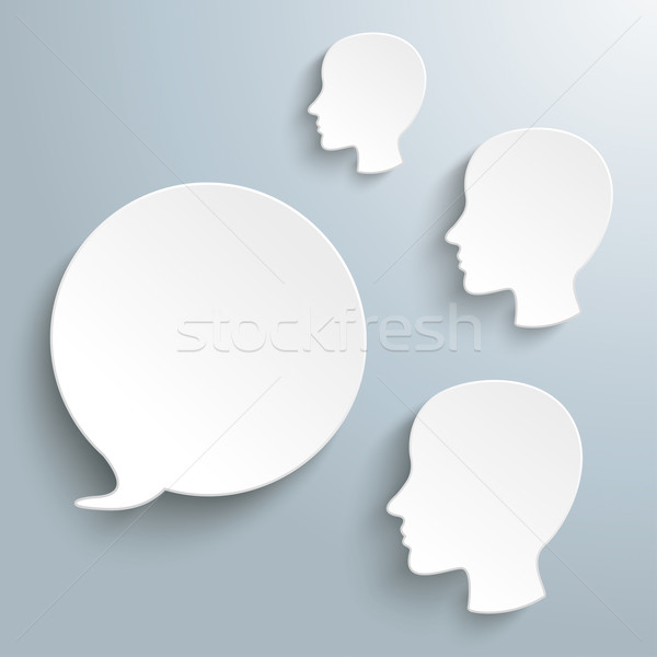 White Speech Bubble 3 Human Heads Stock photo © limbi007