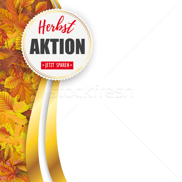 Autumn Herbstaktion Flyer Oblong Foliage Emblem Stock photo © limbi007