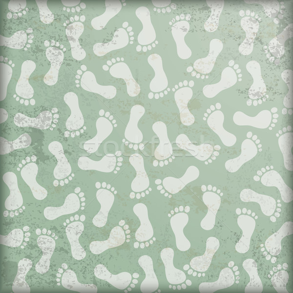 Vintage Green Background White Footprints Stock photo © limbi007
