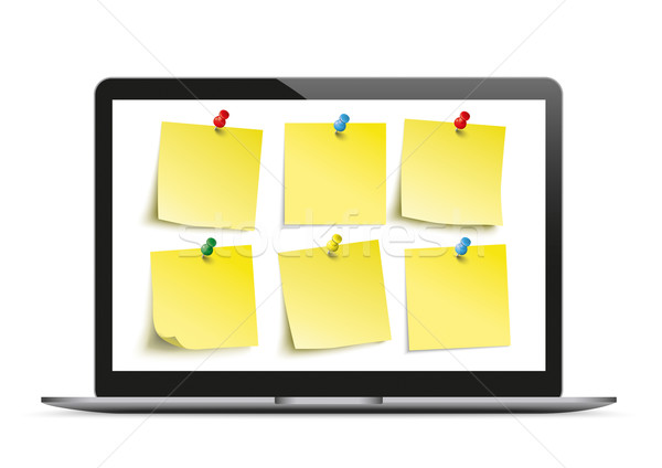 Download Notebook Mockup Yellow Stickers Vector Illustration C Limbi007 7107493 Stockfresh PSD Mockup Templates