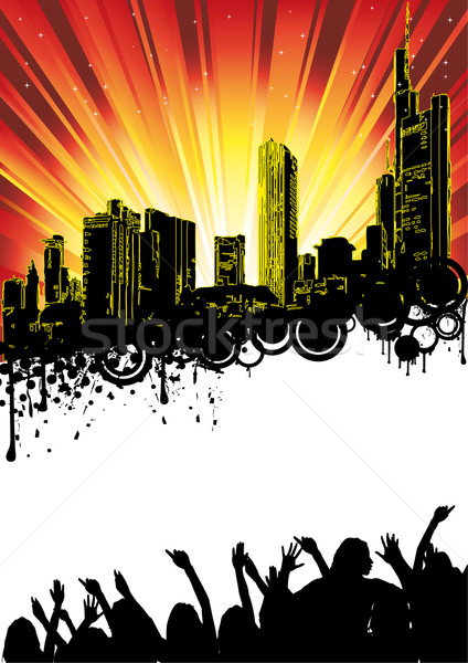 Város buli szórólap poszter ház diszkó Stock fotó © limbi007