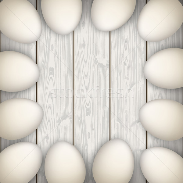 Eggs Wooden Background Centre Stock photo © limbi007