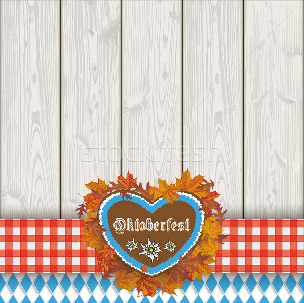 Stock foto: Oktoberfest · Herz · Laub · Tuch · Holz · Planken