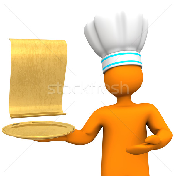 Arany menü kártya narancs rajzfilmfigura tányér Stock fotó © limbi007