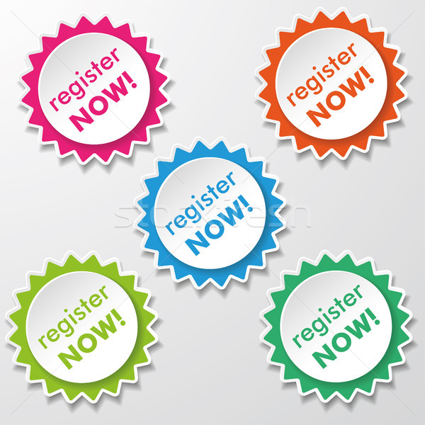 Register Now Star Paper Labels Stock photo © limbi007