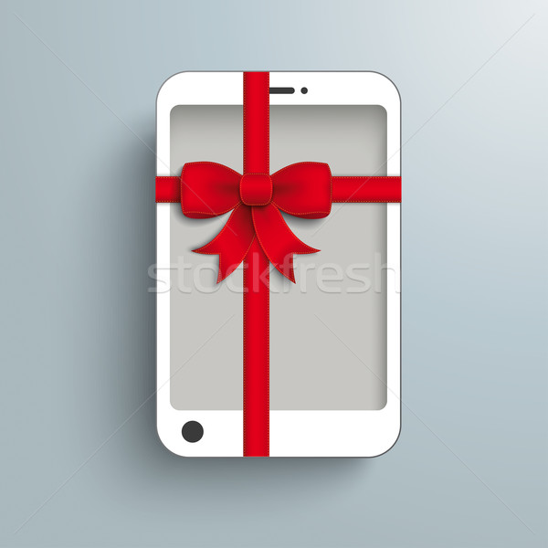 White Smartphone Red Gibbon Gift Stock photo © limbi007