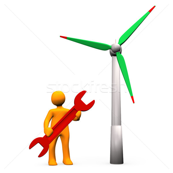 Zdjęcia stock: Turbina · wiatrowa · usługi · pomarańczowy · czerwony · klucz