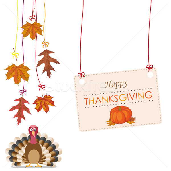 Hanging Foliage Banner Thanksgiving Turkey Pumpkin Stock photo © limbi007