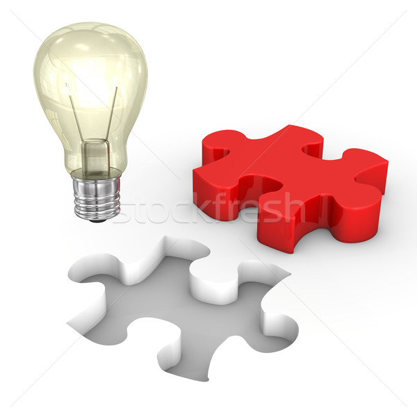 Rouge puzzle ampoule trou blanche affaires [[stock_photo]] © limbi007