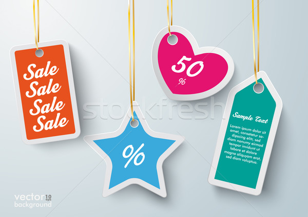 Colored Price Sticker Golden Ribbons Stock photo © limbi007