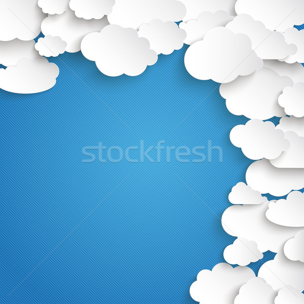 Biały papieru chmury strona Błękitne niebo niebieski Zdjęcia stock © limbi007