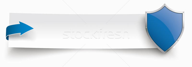 Papier banner pijl bescherming schild label Stockfoto © limbi007