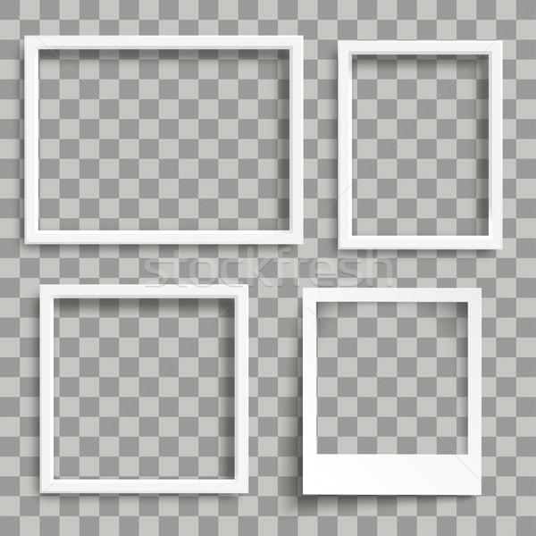 3 White Rectangle Frames 1 Instant Photo Shadows Transparent Stock photo © limbi007