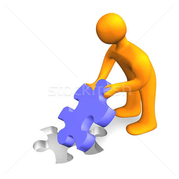 Puzzle personne 3D 3d illustration orange [[stock_photo]] © limbi007