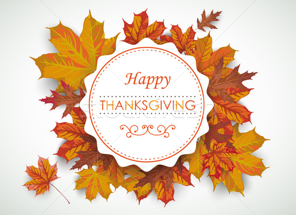 Happy Thanksgiving Emblem Foliage Stock photo © limbi007