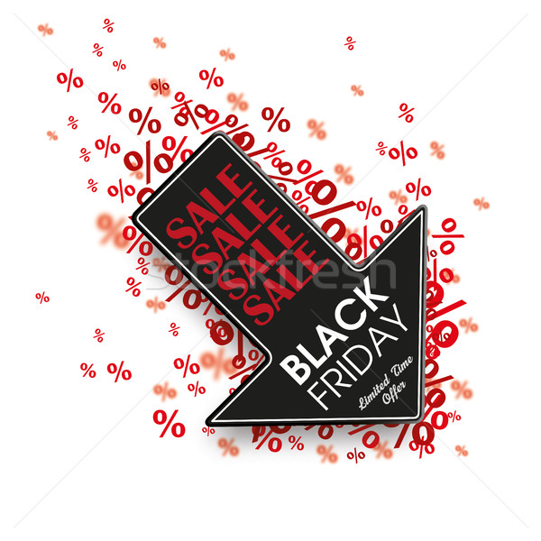 Jos săgeată roşu black friday alb hârtie Imagine de stoc © limbi007
