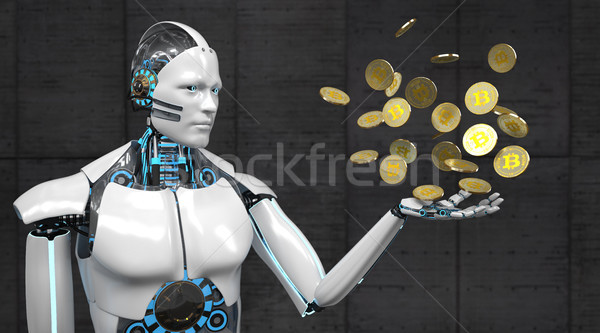 White Robot Bitcoins Stock photo © limbi007