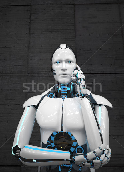 Thinking White Robot Stock photo © limbi007