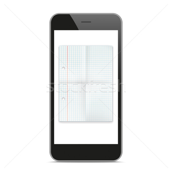 Black Smartphone Checked Folded Paper Mockup Stock photo © limbi007