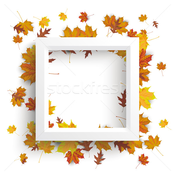 White Frame Autumn Foliage Stock photo © limbi007