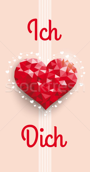 Low Poly Heart Ich Liebe Dich Oblong Stock photo © limbi007