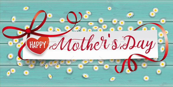 Turquoise Wood Daisy Paper Banner Mothersday Stock photo © limbi007