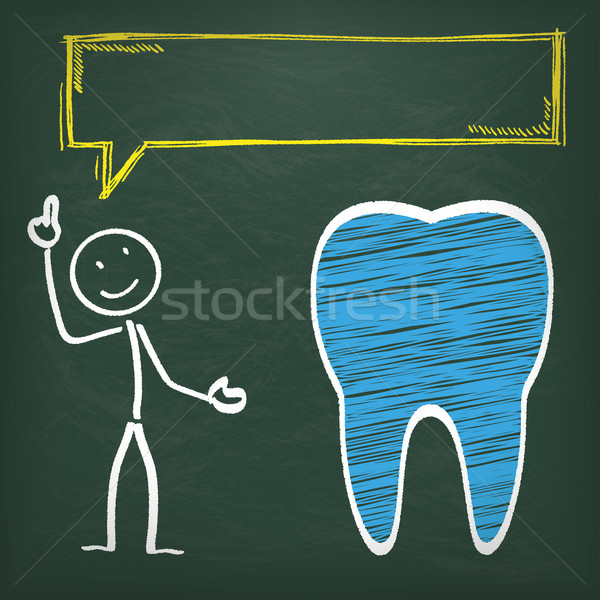 Blackboard Stickman Tooth Speech Bubble Stock photo © limbi007