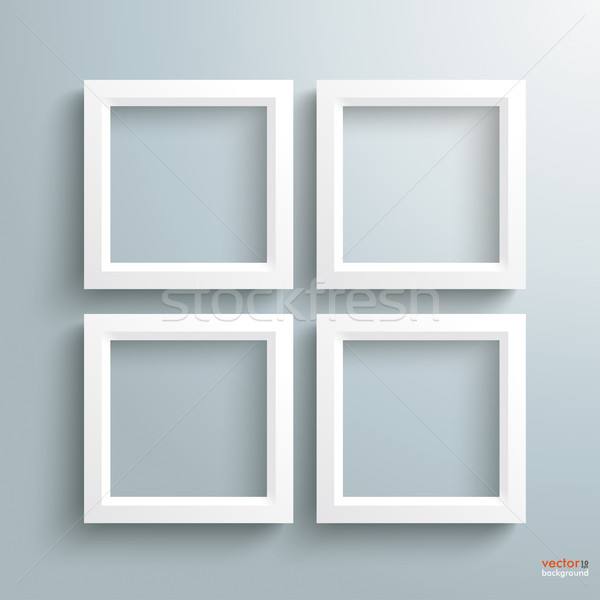 4 White Frames Silver Background Stock photo © limbi007