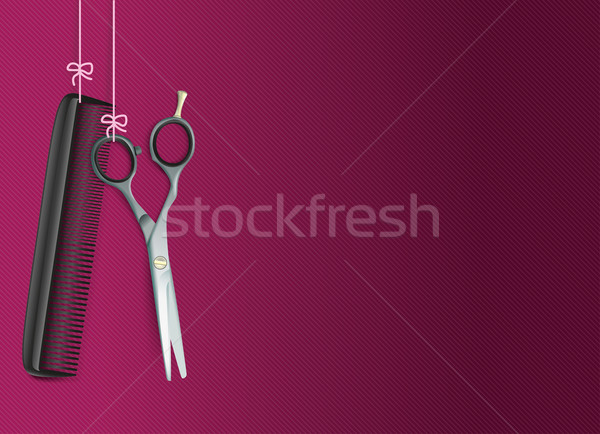 Opknoping schaar kam paars kapper tools Stockfoto © limbi007