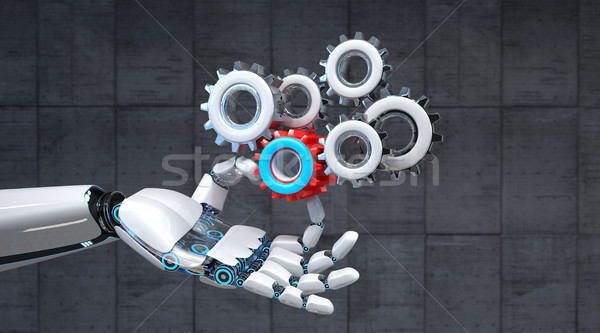 Robot Hand Gear Wheels Stock photo © limbi007