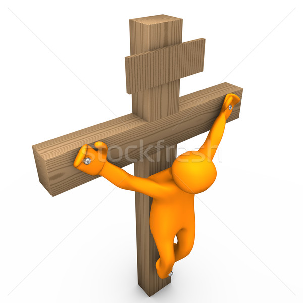 Crucifix portocaliu desen animat om trece moarte Imagine de stoc © limbi007