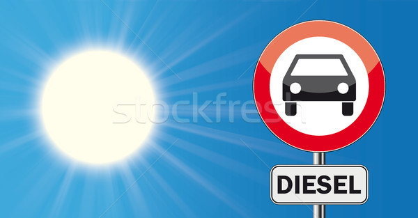 Sun Blue Sky Sign No Diesel Cars Stock photo © limbi007