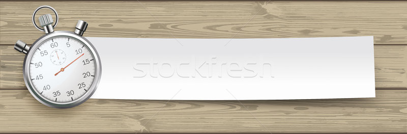 Paper Banner Stopwatch Brown Wood Stock photo © limbi007