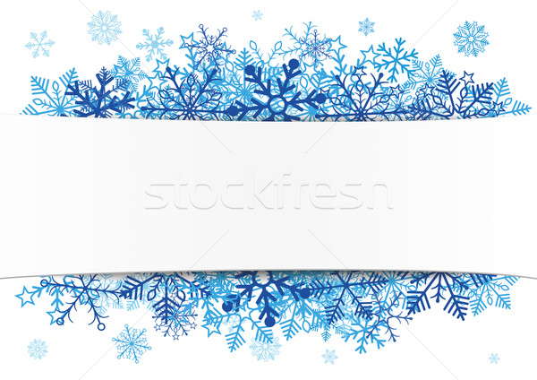 Biały papieru banner godło niebieski płatki śniegu Zdjęcia stock © limbi007