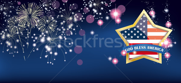 God Bless America Golden Star Fireworks Header Stock photo © limbi007