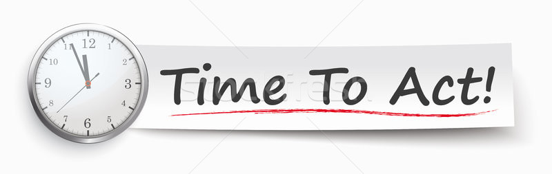 Papier banner klok tijd handelen tekst Stockfoto © limbi007
