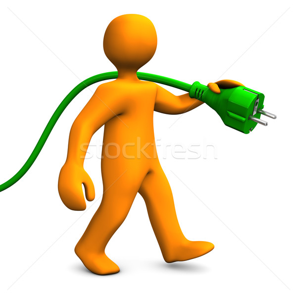 商業照片: 綠色能源 · 走 · 橙 · 綠色 · 男子