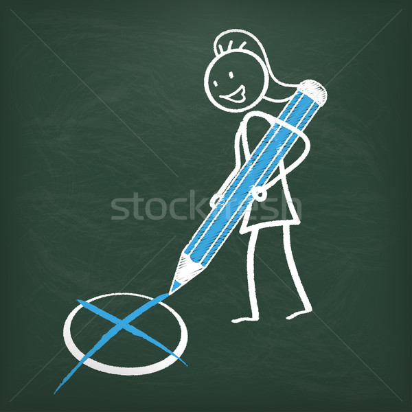 Blackboard Stickwoman Vote Pen Stock photo © limbi007