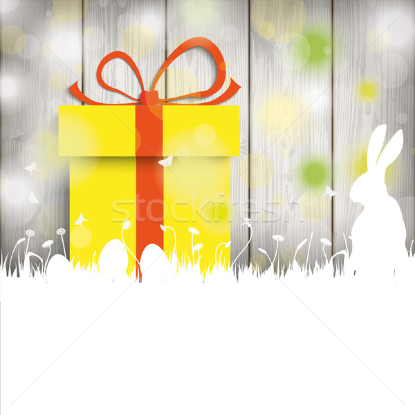 Easter Card Rabbit Wooden Wall Gift Stock photo © limbi007