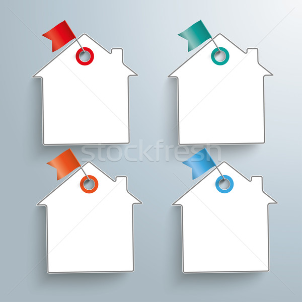 Zdjęcia stock: Papieru · domów · kolorowy · banderą · domu · naklejki
