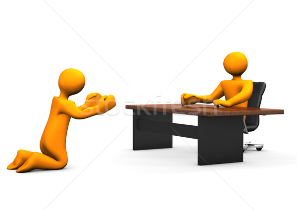 Job Bettler kniend zwei orange Karikatur Stock foto © limbi007